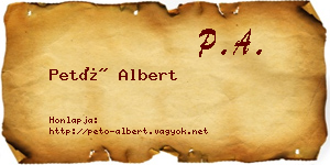 Pető Albert névjegykártya